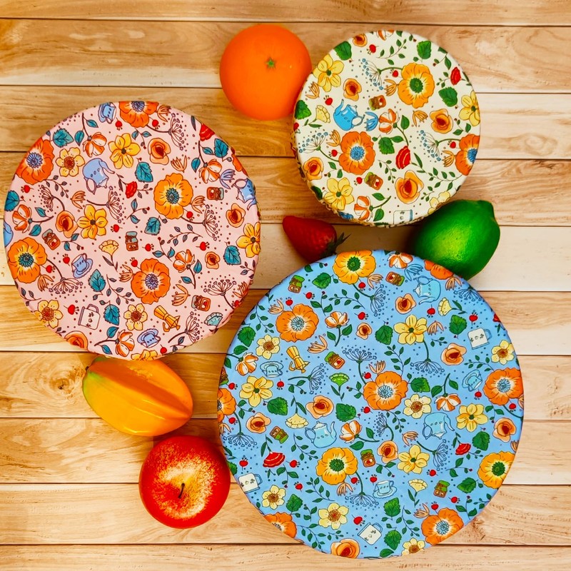 3 Pieces Beeswax Bowl Covers Reusable Beeswax Food Wrap Stretch
