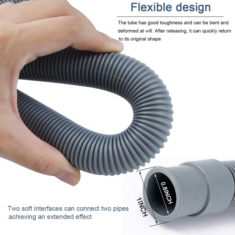20FT Flexible Corrugated Drain Hose for Washing Machine & Dishwasher