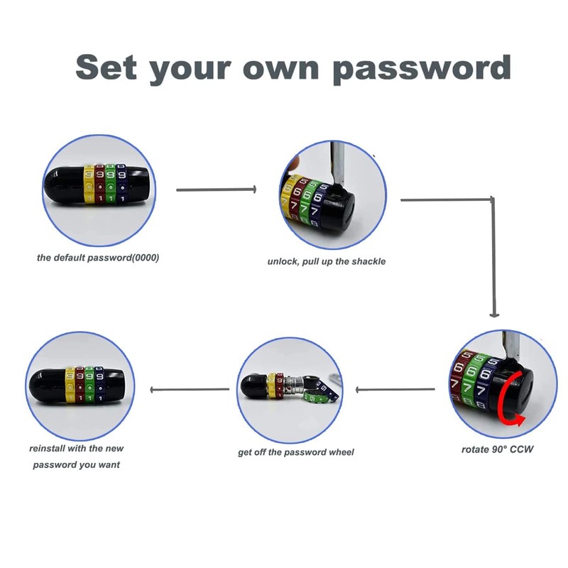 4 Digit Combination Padlock - 12cm/5 inch with Long Shackle
