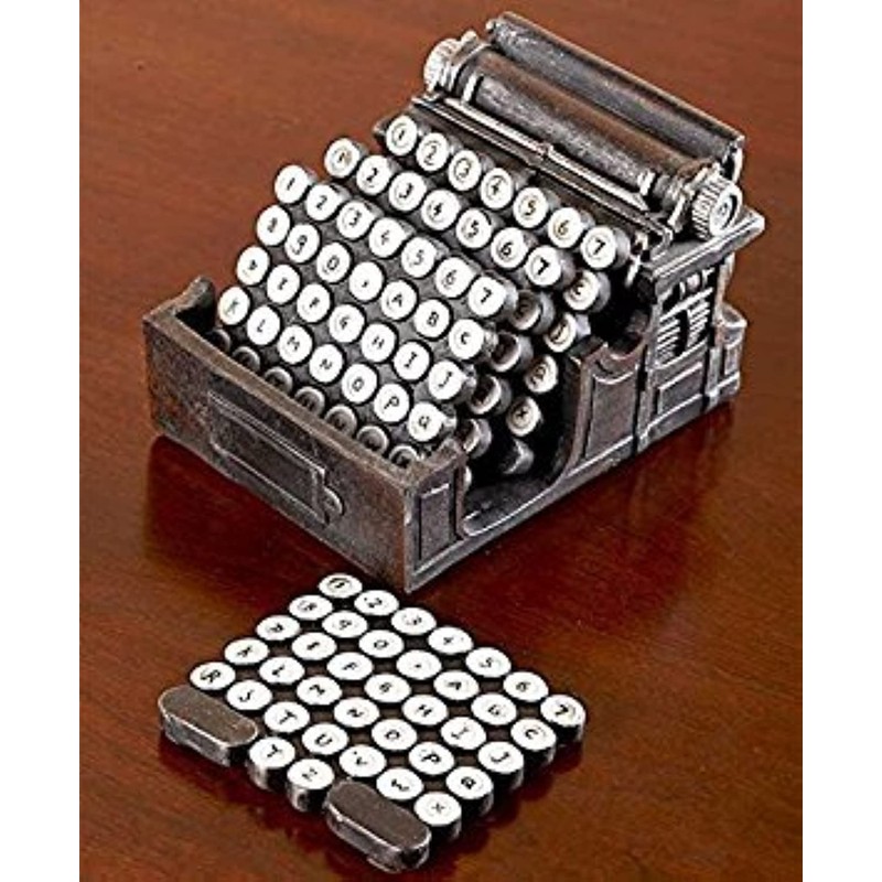 5-Pc. Retro Typewriter Coaster Set - Vintage Style with 4