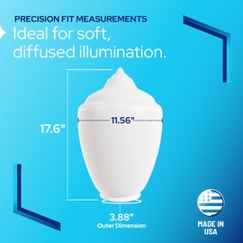 KASTLITE White Acorn Lamp Post Cover Replacement - Outdoor Light Fixture Lens with 3.88"OD Fitter Neck - USA Made 88467-WH-4F Polyethylene Plastic Bulb Diffuser for Home Improvement, 17.6"H x 11.56"W