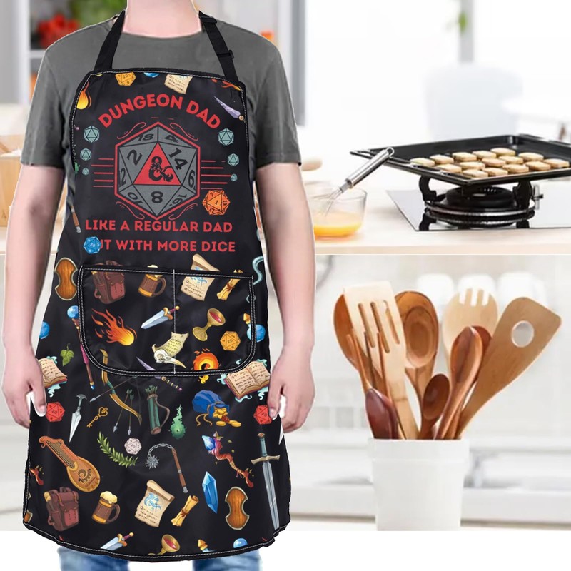 PXTIDY Gaming Kitchen Apron DND Gift Dungeon Dad Like A