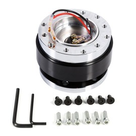 Qiilu Steering Wheel Hub Adapater, 6 Hole Bolt Ball Steering Wheel Quick Release Hub Adapter Snap Off Kit Universal(Black)