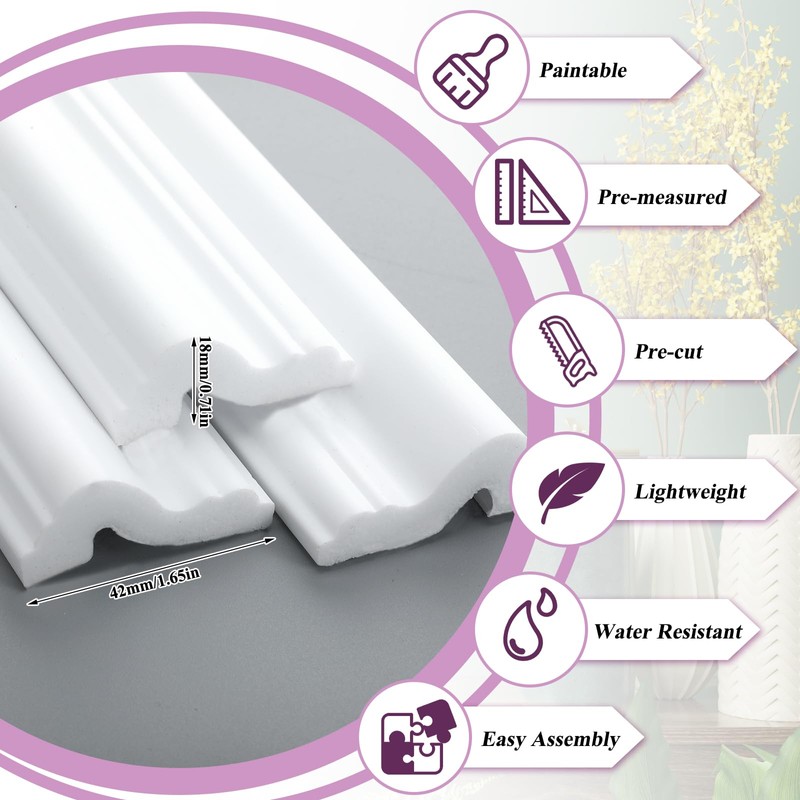 DoubleFill 3 Sets Wall Molding Kit Pre-Cut Wainscot Wall Panel