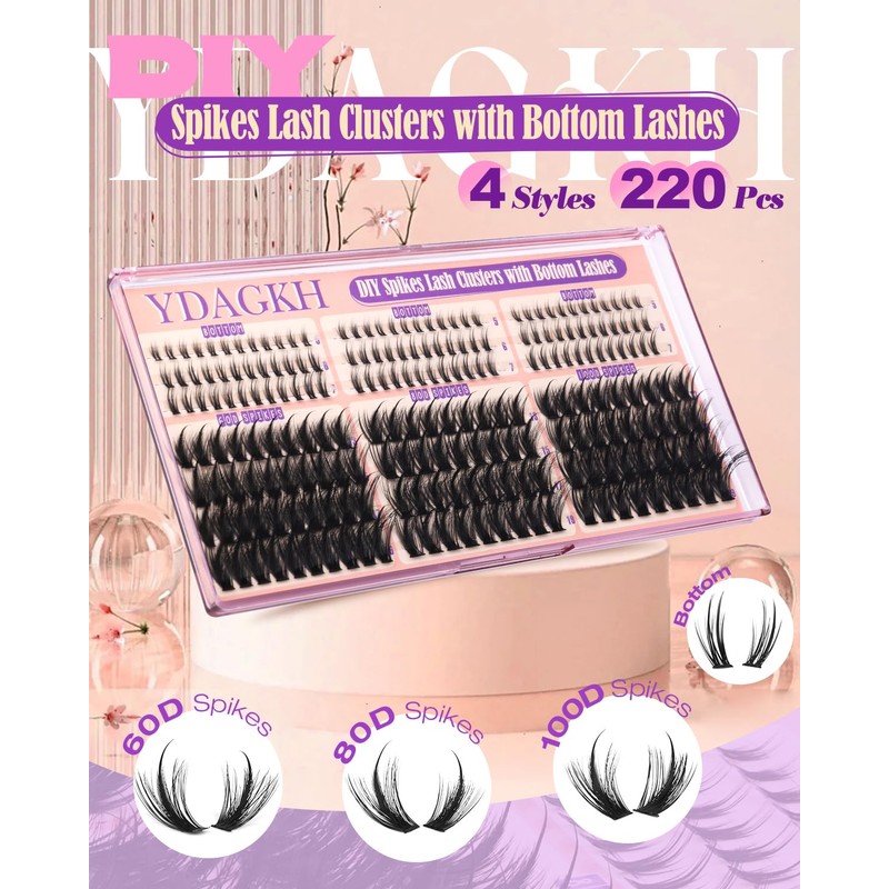 Spiky Lash Clusters 60D 80D 100D Volume Eyelash Cluster Spikes