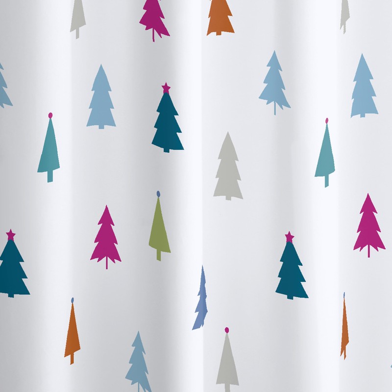 Catherine Lansfield Christmas Tree 180x180cm Shower Curtain White