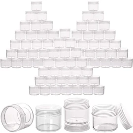 100 Recipientes de Muestra de Plástico Transparente de 20g Frascos Vacíos Recipientes Cosméticos con Tapas a Prueba de Fugas Recipientes para Bálsamo Labial