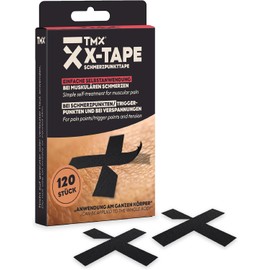 120 x TMX® X-TAPE Pain Point Tape | Premium Kinesiotape Black | with Application Guide | Waterproof, Extra Strong Hold | Against Pain, Tension, Trigger Points | Skin-Friendly & Hypoallergenic