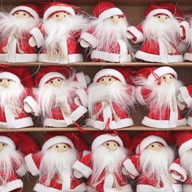 12 x Christmas Tree Hangers, Height 7.5 cm, Christmas Tree Decorations for Hanging, Wooden Christmas Tree Decoration, Santa Claus, Tree Hanger, Wood, Size 12 x