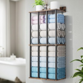 Large Capacity Three-layer Widened Towel Racks for Bathroom Wall Mounted, Updated 4 Bar bath Towel Holder for Bathroom, Bath Towel Rack for Wall Mount, Metal Small Bathrooms Towel Storage Rack, Rustic