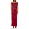 Adrianna Papell Women's Off Shoulder Beaded Dress, Cranberry
