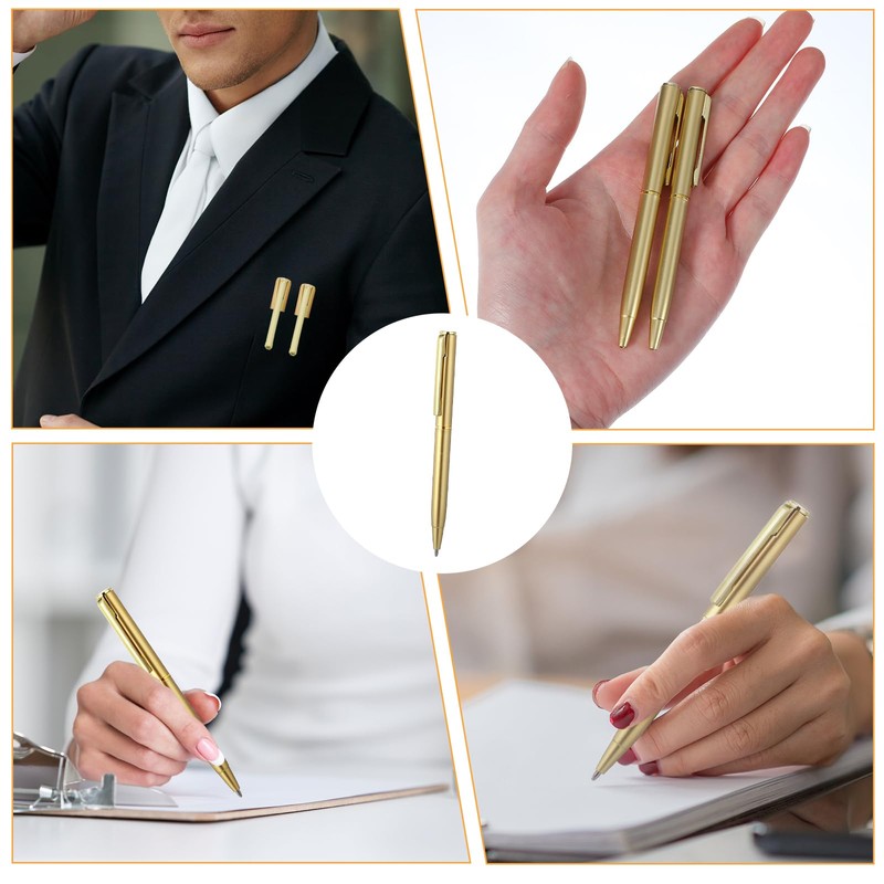 100 Pcs Gold Ballpoint Pens, 4 Inch Metal Slim Ballpoint