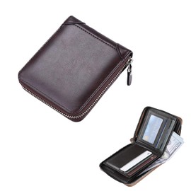 Spldsun Men's Small Wallet with Zip, Men's Slim Wallet, Men's Many Card Slots, Business Style, Suitable for the Way to Work (Colour Dark Grey), Colour: dark grey, Business Style