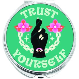 NewCharms Trust Yourself Compact with Mirrors - Perfect Pocket and Purse Size Folding Mirror for Applying Make Up Anywhere