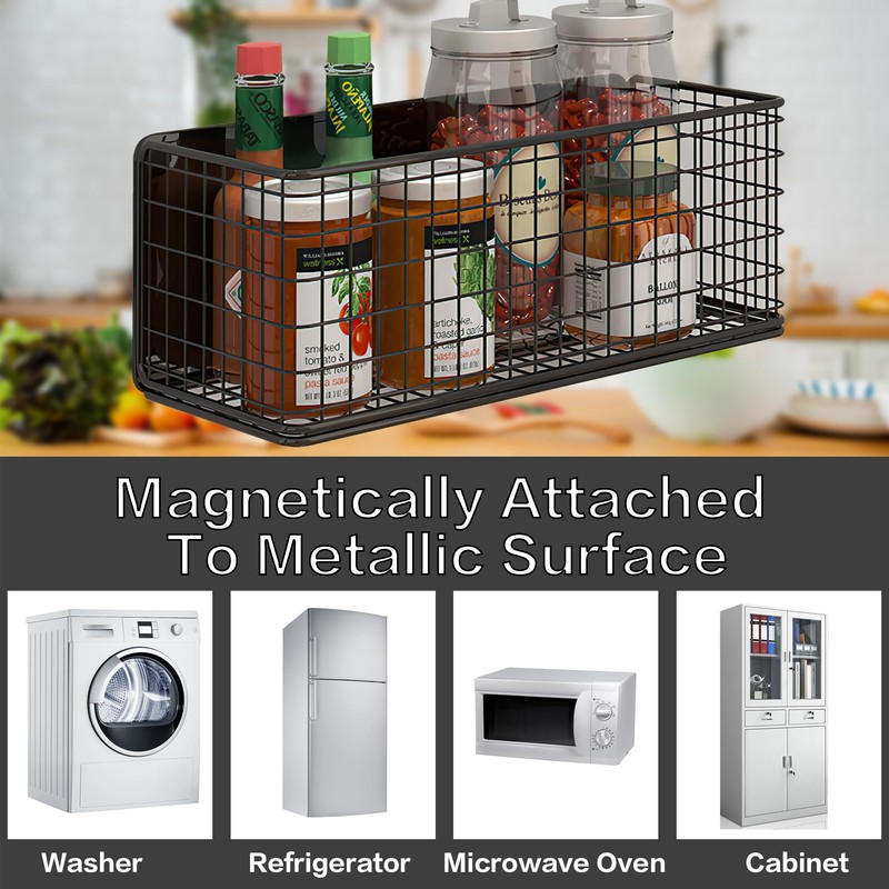 LIFEFAN Magnetic Basket Fridge Large Magnetic Pen Holder Whiteboard Metal