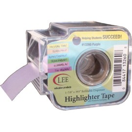 Lee Products Co. 1 7/8-Inch Wide, 393-Inch Long Removable Highlighter Tape with Refillable Dispenser, Purple (13260)