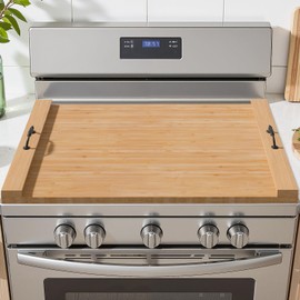 TIRYIUOU Gas Stove Top Cover: Bamboo 30 * 22 Inches Electric Stovetop Covers, Noodle Board with Handles, Wood RV Cutting Board for Kitchen Counter