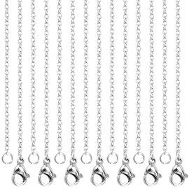 MOUYAT 100 PCS 18 Inch Necklace Chains Bulk, Silver Stainless Steel Cable Chains with Lobster Clasps, DIY Chain Necklaces for Jewelry Making Craft Supplies