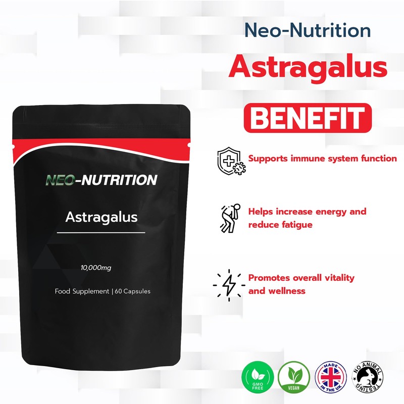 Astragalus 10,000mg | 20:1 Extract (500mg) | 60Vegan Capsules |
