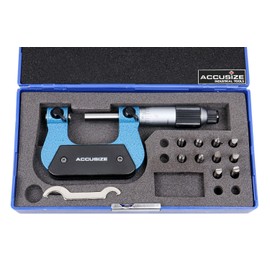 Accusize - 0-1'' x 0.0001'' Screw Thread Micrometer with 5 Anvil in Fitted Box, #S916-C750