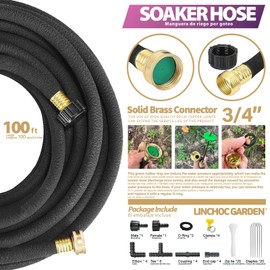 LICNCHOC GARDEN Soaker Hose 100ft,1/2 INCH Flexible Durable Garden Hose for Efficient Watering, Leak-Proof Design 100% Recycled Rubber,Ideal for Lawns,Gardens & Flower Beds