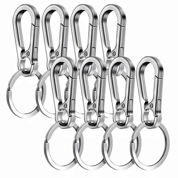 8Pcs Metal Keychains Keyring Key Chain Ring Carabiner Clips Holder
