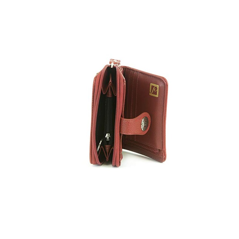 Stone Mountain USA Small Zip Around Leather Wallet, Red