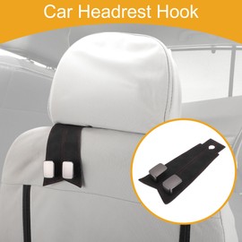 Partuto 1 Pcs Universal Car Seat Headrest Hook for Most Car, SUV, Truck Car Seat Back Organizer Hooks Sturdy Faux Leather Metal Black 6.89"x2.99"