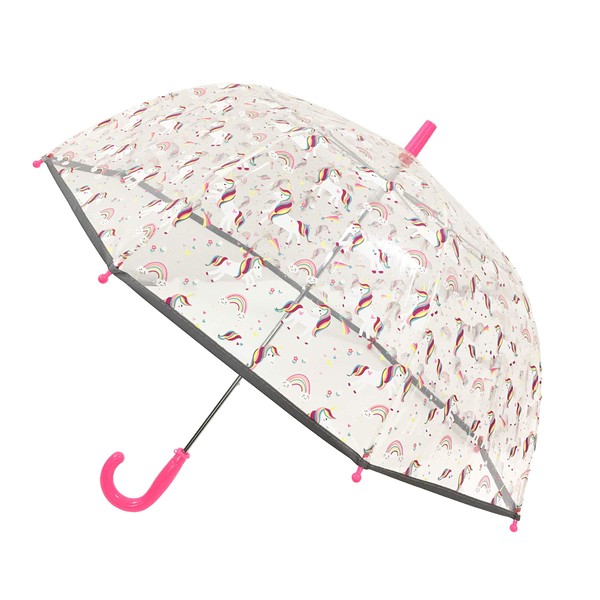 SMATI Kids'Umbrella Clear Dome - The First Umbrella has Reflective Stripe – Extra safty to Children in The Darkness (The News 2020 Unicorne)