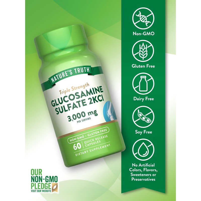 Nature's Truth Glucosamine Sulfate Capsules | 3000mg | 60 Count