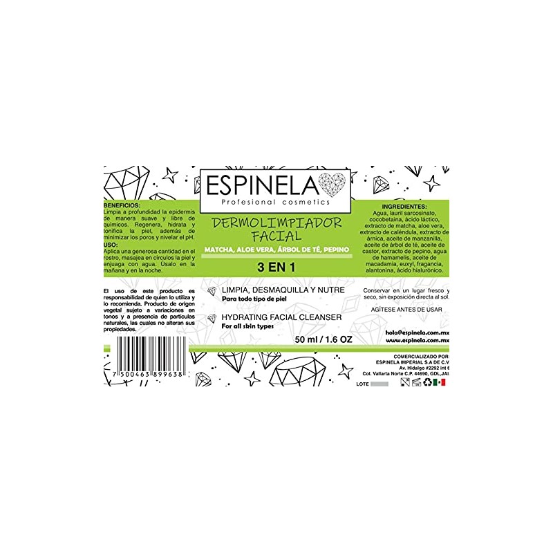 Dermolimpiador Facial 3 En 1 Desmaquillante 50ml Espinela