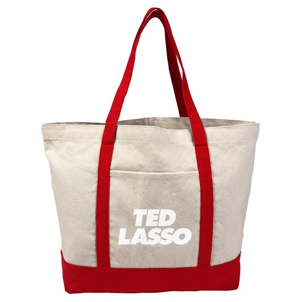 Ted Lasso Logo Canvas Tote Bag With External Pocket, Reusable