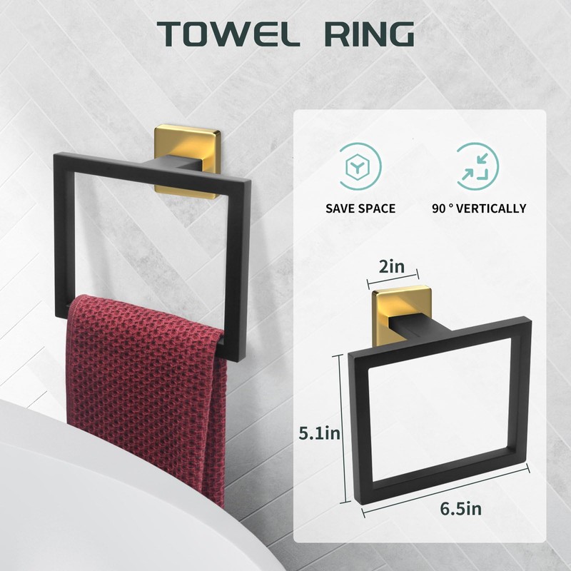 Dorudon Atrox 7-Piece Bathroom Set - Black & Gold Accessories