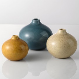 Ceramic Vase Set of 3, Modern Farmhouse Home Decor, Minimalist Boho Style Small Flower Vases for Dining Table Centerpieces,Living Room,Shelf,Mantel and Entryway Display