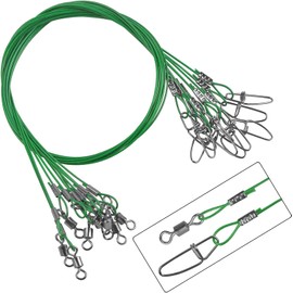 20PCS Fishing Leaders Saltwater 150LB Heavy Duty Stainless Steel Fishing Wire Leader Line High Strength Fishing Leader with Swivels Snaps Fishing Lure Rigs Black/Red/Green (Red - 20pcs)