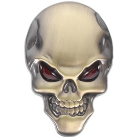 BESPORTBLE Skull Car Emblem 3D Bronze Skull Motorcycle Car Metal Sticker Demon Skull Car Logo Vehicle Decoration