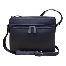 ili New York 6333 Bolso de hombro de cuero organizador lateral, azul marino clásico, Talla unica