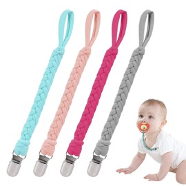 4 Pcs Clip de Chupete para Niños y Niñas Correas para Chupones Correa Chupones Bebé Clip Chupon Clips del Chupete del Bebé Correa de Algodón Universal Infantil Regalo de La Ducha de Bebé Titular de Chupete Universal para Todos Los Chupetes Baberos y Mant