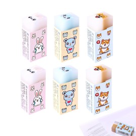 Cute Eraser, Set of 6, Stick Eraser, Disappears, Elementary School, Middle School, High School Students, College Students, Cute, Stationery, Portable, Learning