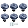 Eledabra 6 Pcs Blue Ceramic Kitchen Cabinet Knobs, Retro Ceramic