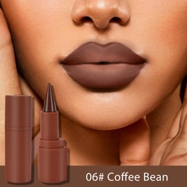 MUREND 2 in 1 Lip Liner Pencil and Lipstick Lip Combo Set, Matte Nude Black Dark Brown Red Lip Liner, Smooth Creamy Lip Pencil, High Pigmented Non-Smudging Waterproof Long Lasting Lip Makeup 06#