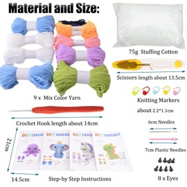 Animal Crochet Kit, Crochet Starter Kit for Beginners Adults and Kids ,Complete DIY Crochet Set to Make 5 pcs Animals Dolls,Learn to Knitting Art Craft Kits with Instructions and Video Tutorials