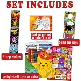Bendon Pokemon Stickers Activity Set - Bundle Includes Pokemon Coloring Book with Stickers, Reward Stickers, Pokemon Craft Door Hanger