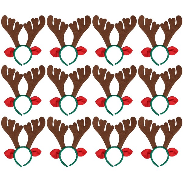 Max Fun 12Pcs Christmas Reindeer Antlers Headband Deer Antler Headbands