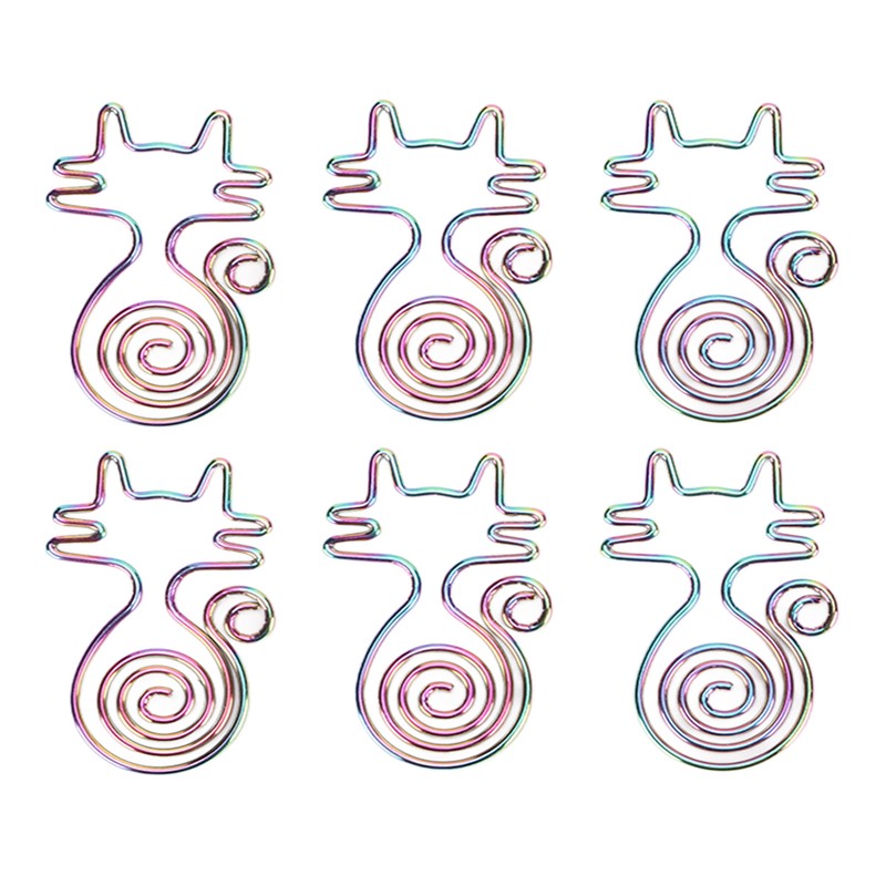 100pcs Cat Shape Paper Clips Colorful Plating Process Increased Slip