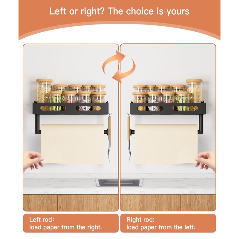 Paper Towel Holder Wall Mount for Kitchen, One-Handed Tear, Bathroom