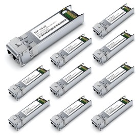 10Pack SFP+ 10GBase-LR SingleMode Module, 1310nm 10G LC SMF Fiber Optic Transceiver for Cisco SFP-10G-LR, Ubiquiti UniFi UF-SM-10G, Meraki MA-SFP-10GB-LR, Netgear, TP-Link and More (1310nm DDM 20km)