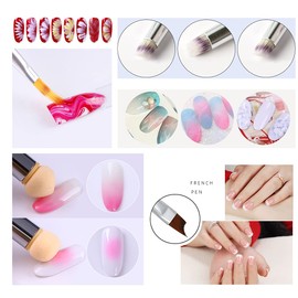 JERCLITY 5pcs Acrylic Nail Gradient Shading Brushes Set French Tip Ombre Nail Brushes Double Ended Nail Sponge Pen Manicure Tools