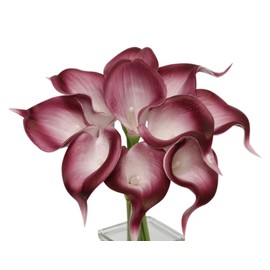Angel Isabella, LLC 20pc Set of Keepsake Artificial Real Touch Calla Lily with Small Bloom Perfect for Making Bouquet, Boutonniere,Corsage (Burgundy Wine Trim)