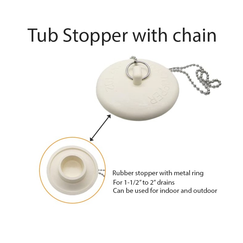 Gadgetime USA - Tub Stopper with Chain - Rubber Drain